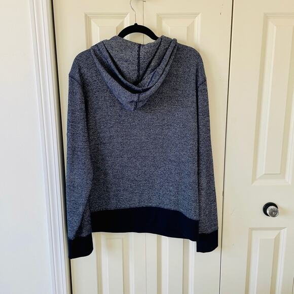 BANANA REPUBLIC Men's Blue Hooded Sweater with Subtle Pattern Size L - Picture 4 of 4
